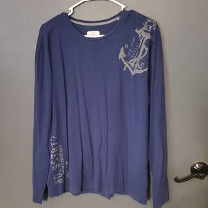 Tom Taylor Anchor Graphic Blue Long Sleeve Shirt